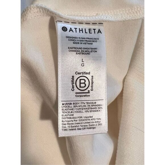 NWT! Athleta Magnolia White (Ivory) Eastbound Sweatshirt Large - Picture 8 of 9